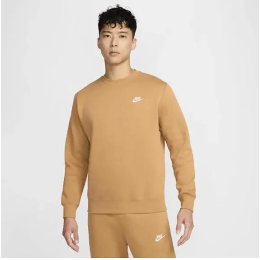 NWT Nike Caramel / Tan Fleece Lined Crewneck Sweatshirt Size Small